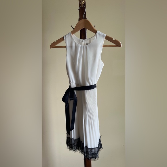 Girls Blush By Us Angels Dress - White with Black Lace Trim - 8 - Picture 1 of 4